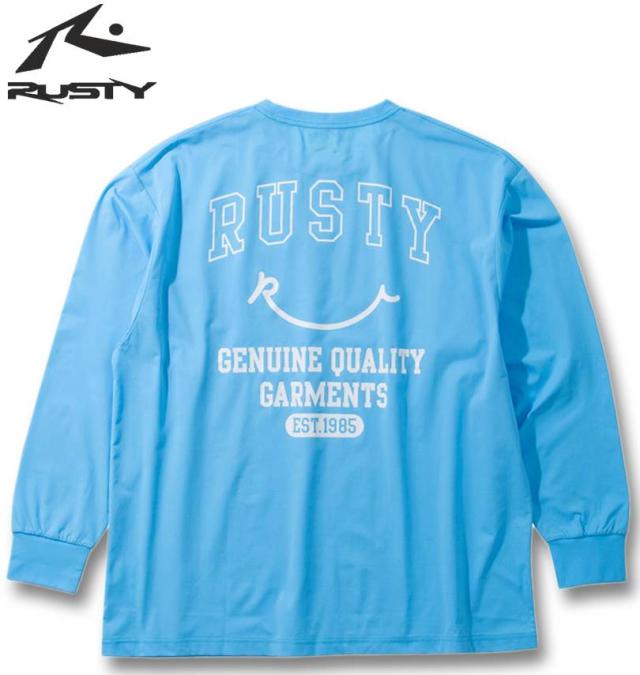 大きいサイズ RUSTY PEARTEX UV 長袖 Tシャツ 水陸両用 ブルー 3L 4L 5L 6L 8L/1278-5276-1-79