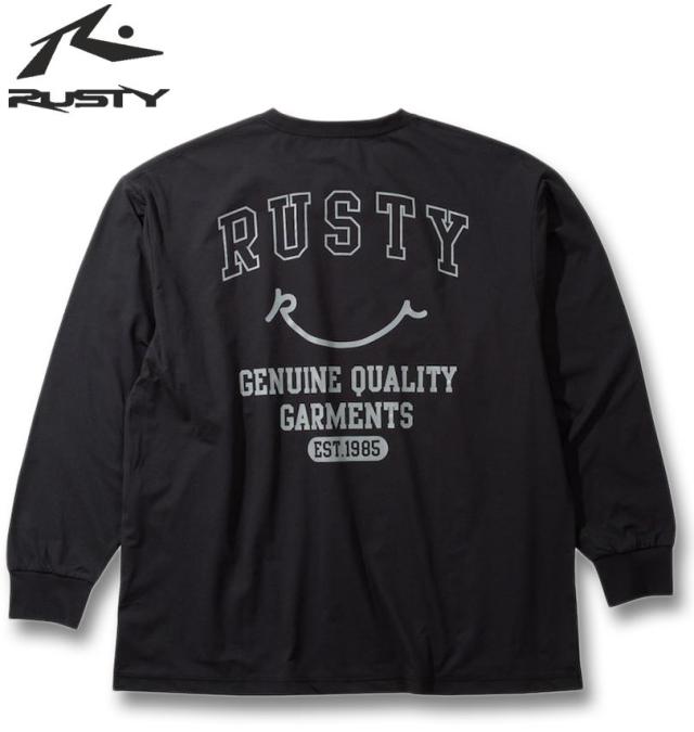 大きいサイズ RUSTY PEARTEX UV 長袖 Tシャツ 水陸両用 ブラック 3L 4L 5L 6L 8L/1278-5276-2-79