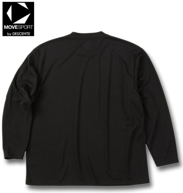 大きいサイズ MOVESPORT ドライメッシュ ビッグロゴ 長袖 シャツ ブラック 3L 4L 5L 6L/1278-5320-2-79