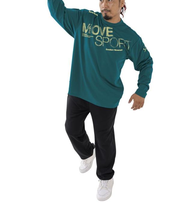 大きいサイズ MOVESPORT ドライメッシュ ビッグロゴ 長袖 シャツ グリーン 3L 4L 5L 6L/1278-5320-4-79