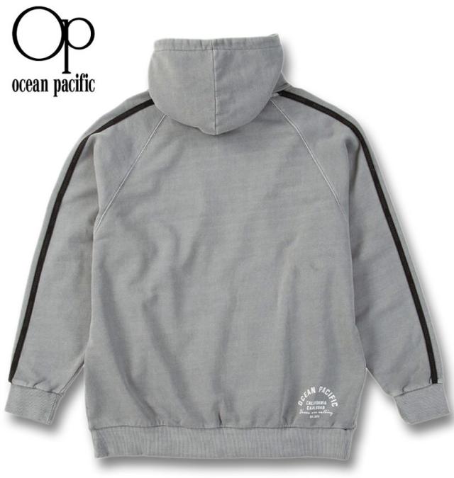 大きいサイズ OCEAN PACIFIC 裏毛 ライン フルジップ パーカー カーキグレー 3L 4L 5L 6L 8L/1278-5341-2-79