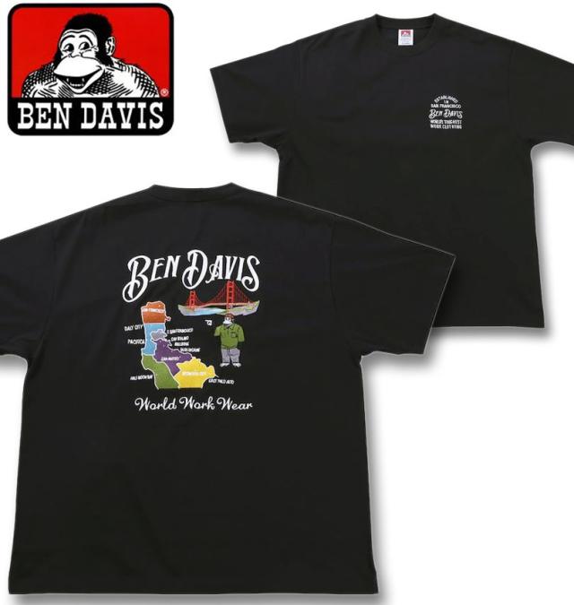 大きいサイズ BEN DAVIS スーベニア刺繍 半袖 Tシャツ ブラック 3L 4L 5L 6L/1278-5559-2-79