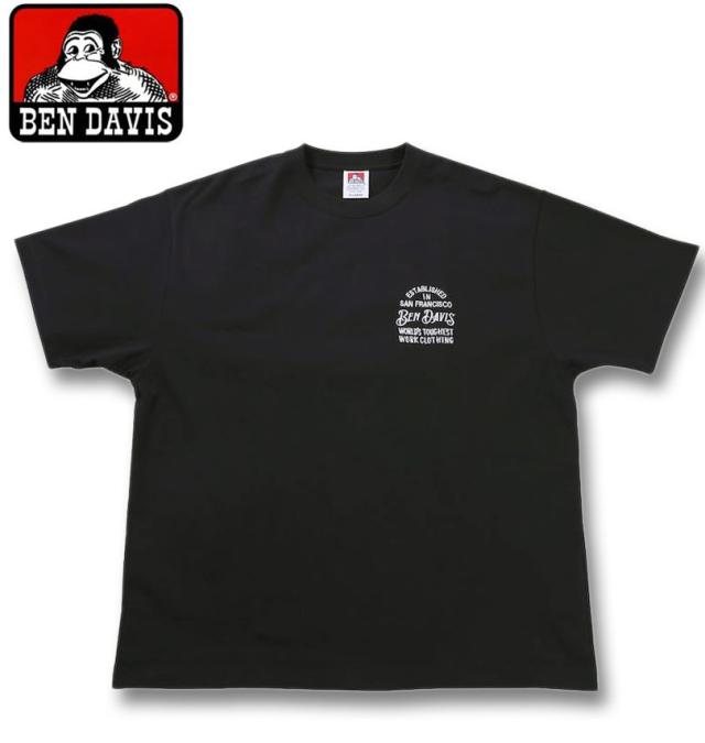 大きいサイズ BEN DAVIS スーベニア刺繍 半袖 Tシャツ ブラック 3L 4L 5L 6L/1278-5559-2-79