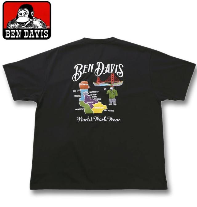 大きいサイズ BEN DAVIS スーベニア刺繍 半袖 Tシャツ ブラック 3L 4L 5L 6L/1278-5559-2-79