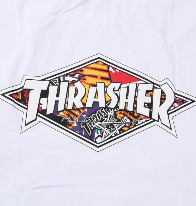 大きいサイズ THRASHER Diamond Logo 長袖 Tシャツ ホワイト 3L 4L 5L 6L 8L/1278-5655-1-79