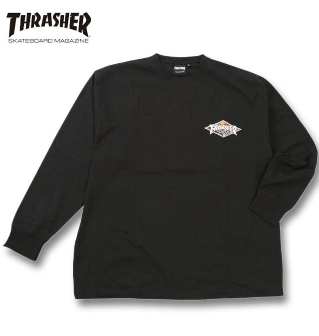 大きいサイズ THRASHER Diamond Logo 長袖 Tシャツ ブラック 3L 4L 5L 6L 8L/1278-5655-2-79
