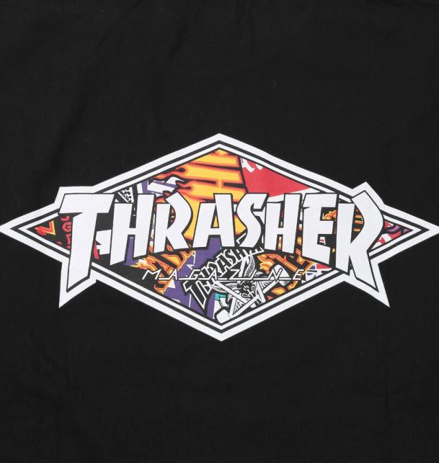 大きいサイズ THRASHER Diamond Logo 長袖 Tシャツ ブラック 3L 4L 5L 6L 8L/1278-5655-2-79