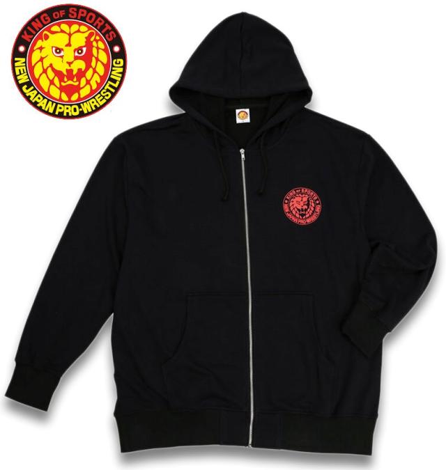 大きいサイズ 新日本プロレス ライオンマーク フルジップパーカー ブラック 3L 4L 5L 6L 8L/1278-5670-1-79