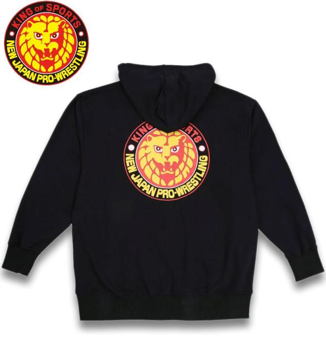 大きいサイズ 新日本プロレス ライオンマーク フルジップパーカー ブラック 3L 4L 5L 6L 8L/1278-5670-1-79