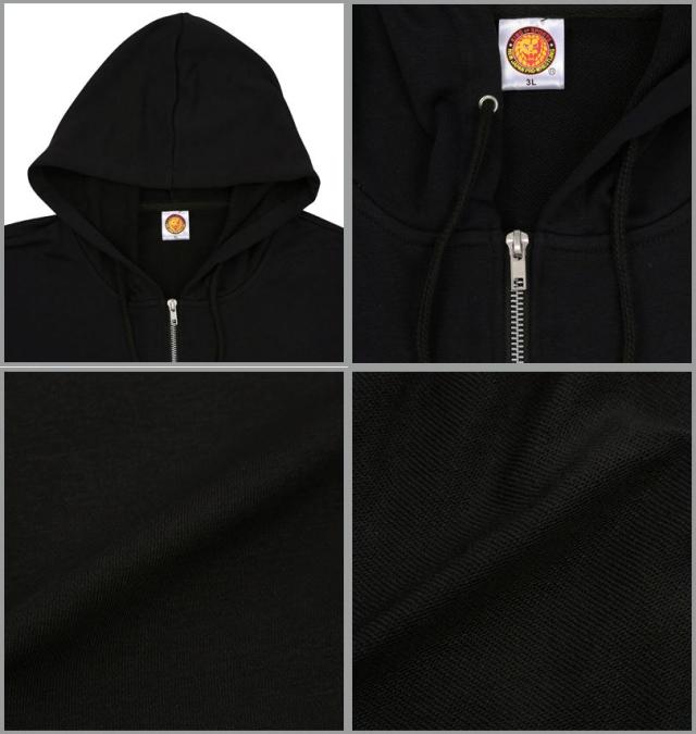 大きいサイズ 新日本プロレス ライオンマーク フルジップパーカー ブラック 3L 4L 5L 6L 8L/1278-5670-1-79