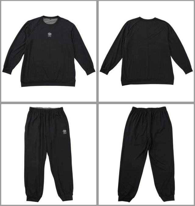 大きいサイズ Colantotte ACTIVE ストレッチ ミニ裏毛 血行促進ウェア 上下セット ブラック 3L 4L 5L 6L 8L/1279-5315-2-79