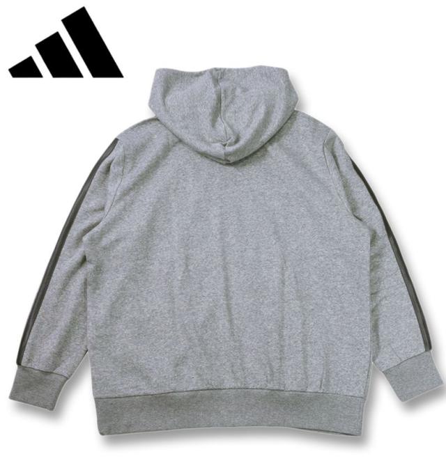 大きいサイズ adidas アディダス ESS HLD FZ スウェット フーディ パーカー ミディアムグレーヘザー 4XL 5XL/1248-5304-1-80