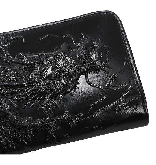 絡繰魂 エンボス レザー ウォレット 長財布 龍 ブラック/1260-5210-2-180