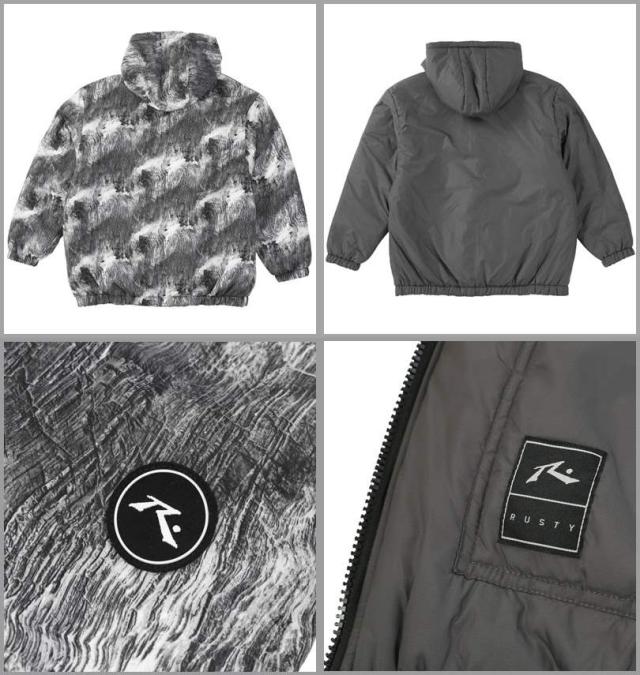 大きいサイズ RUSTY 中綿 リバーシブル ジャケット マーブル×チャコール 3L 4L 5L 6L 8L/1273-5350-1-180