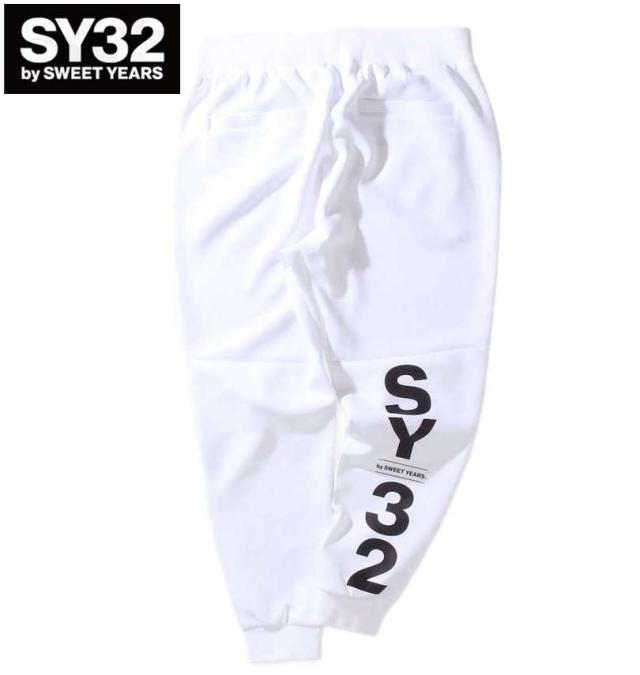 大きいサイズ SY32 by SWEET YEARS ダブルニット エンボスカモ シールドロゴパンツ ホワイト×ブラック 3L 4L 5L 6L/1274-3315-1-180