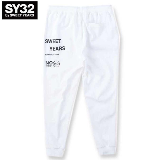 大きいサイズ SY32 by SWEET YEARS ニューロゴ スウェットパンツ ホワイト 3L 4L 5L 6L/1274-4255-1-180