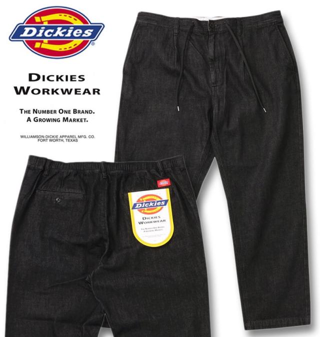 大きいサイズ DICKIES デニム イージー テーパードパンツ ブラックユーズド 2L 3L 4L 5L/1274-6290-2-80