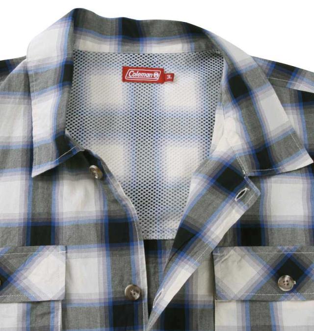 大きいサイズ Coleman 先染めチェック半袖シャツ ブルー 3L 4L 5L 6L 7L 8L/1277-3240-2-80