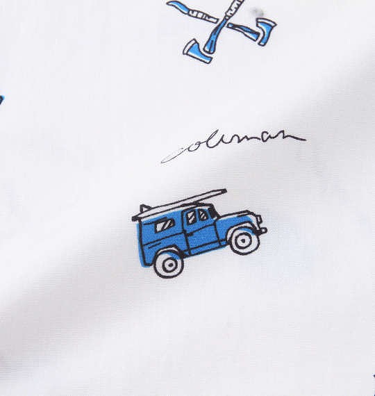 大きいサイズ Coleman ブロード総柄プリントオープンカラー半袖シャツ アイボリー 3L 4L 5L 6L 7L 8L/1277-3241-1-80