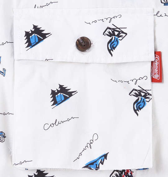 大きいサイズ Coleman ブロード総柄プリントオープンカラー半袖シャツ アイボリー 3L 4L 5L 6L 7L 8L/1277-3241-1-80