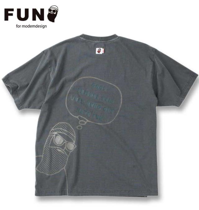 大きいサイズ FUN for modemdesign オジサンバックプリント ピグメント加工 半袖 Tシャツ チャコール 3L 4L 5L 6L/1278-4218-2-80