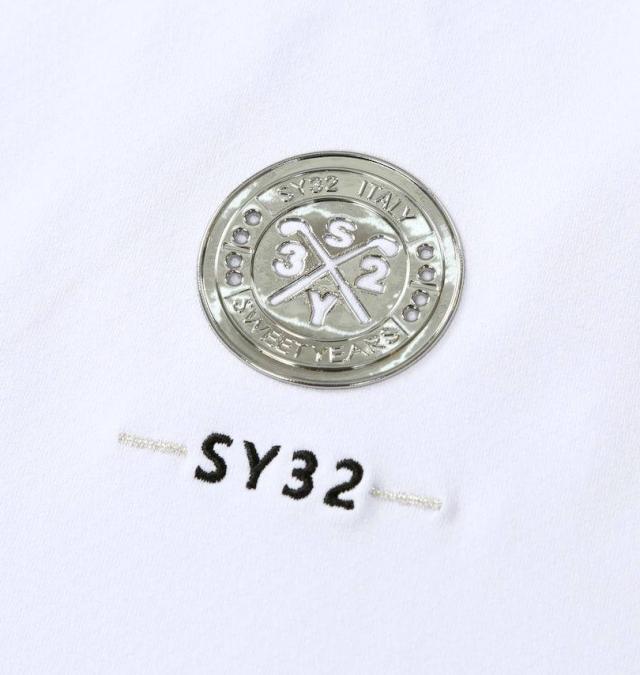 大きいサイズ SY32 by SWEET YEARS ゴルフ ライト ストレッチ ワッペン 半袖 ポロシャツ ホワイト 3L 4L 5L 6L/1278-5217-1-180