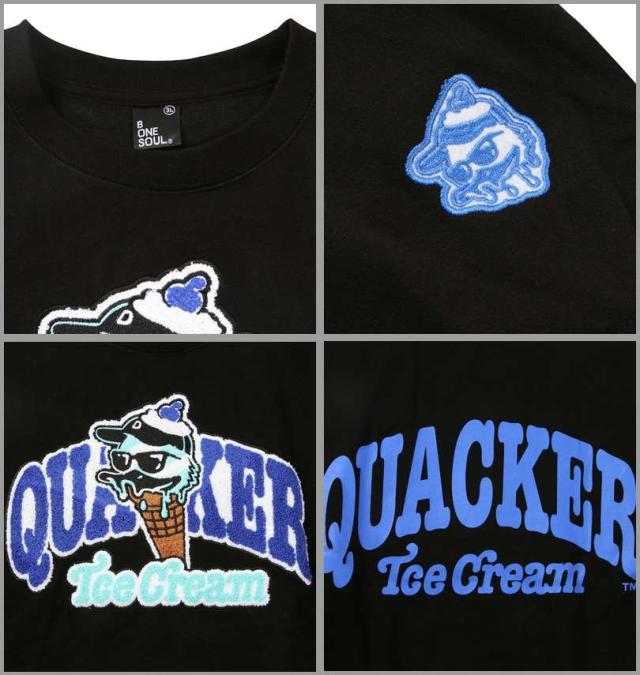 大きいサイズ b-one-soul DUCK DUDE アイスクリーム クルーネック スウェット ブラック 3L 4L 5L 6L/1258-4316-2-81