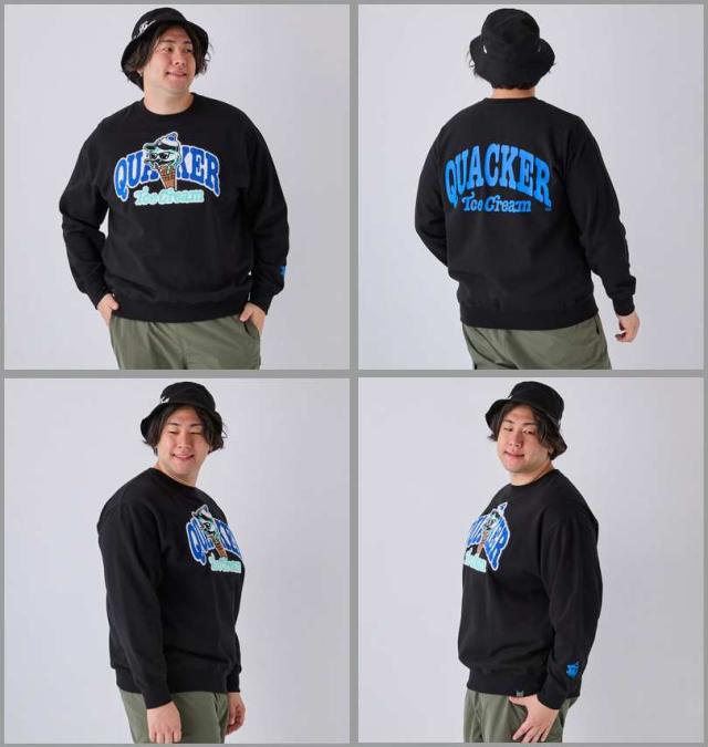 大きいサイズ b-one-soul DUCK DUDE アイスクリーム クルーネック スウェット ブラック 3L 4L 5L 6L/1258-4316-2-81