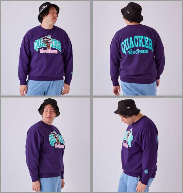 大きいサイズ b-one-soul DUCK DUDE アイスクリーム クルーネック スウェット パープル 3L 4L 5L 6L/1258-4316-3-81