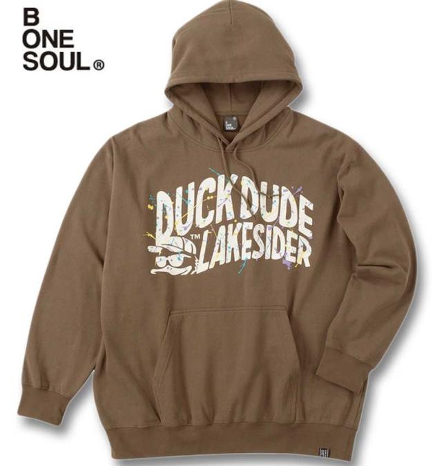 大きいサイズ b-one-soul DUCK DUDE レイクサイダー スプラッシュ プルパーカー モカ 3L 4L 5L 6L/1258-4317-1-81