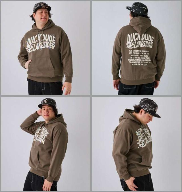 大きいサイズ b-one-soul DUCK DUDE レイクサイダー スプラッシュ プルパーカー モカ 3L 4L 5L 6L/1258-4317-1-81