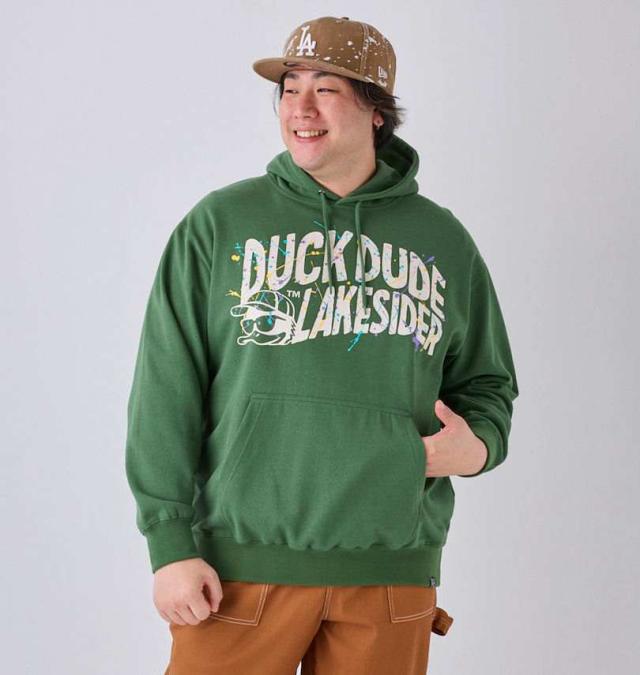 大きいサイズ b-one-soul DUCK DUDE レイクサイダー スプラッシュ プルパーカー グリーン 3L 4L 5L 6L/1258-4317-3-81
