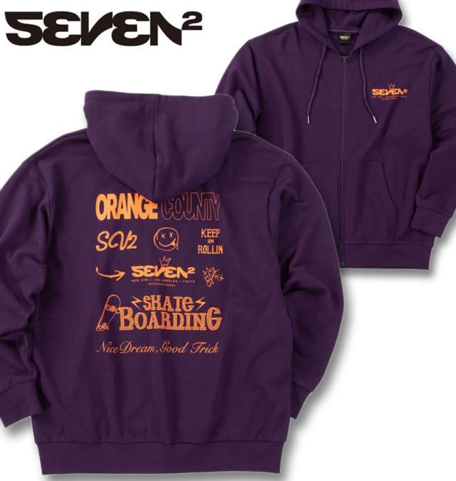 大きいサイズ SEVEN2 裏毛 フルジップ パーカー パープル 3L 4L 5L 6L 8L/1268-5302-1-81