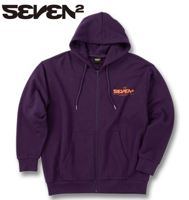 大きいサイズ SEVEN2 裏毛 フルジップ パーカー パープル 3L 4L 5L 6L 8L/1268-5302-1-81
