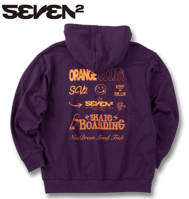 大きいサイズ SEVEN2 裏毛 フルジップ パーカー パープル 3L 4L 5L 6L 8L/1268-5302-1-81