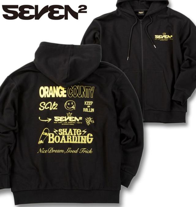大きいサイズ SEVEN2 裏毛 フルジップ パーカー ブラック 3L 4L 5L 6L 8L/1268-5302-2-81