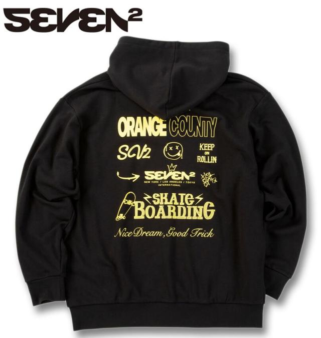 大きいサイズ SEVEN2 裏毛 フルジップ パーカー ブラック 3L 4L 5L 6L 8L/1268-5302-2-81