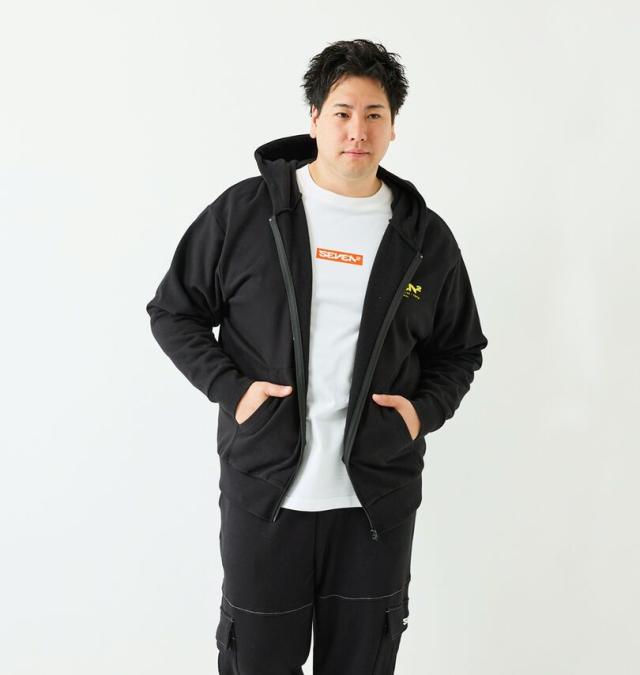 大きいサイズ SEVEN2 裏毛 フルジップ パーカー ブラック 3L 4L 5L 6L 8L/1268-5302-2-81