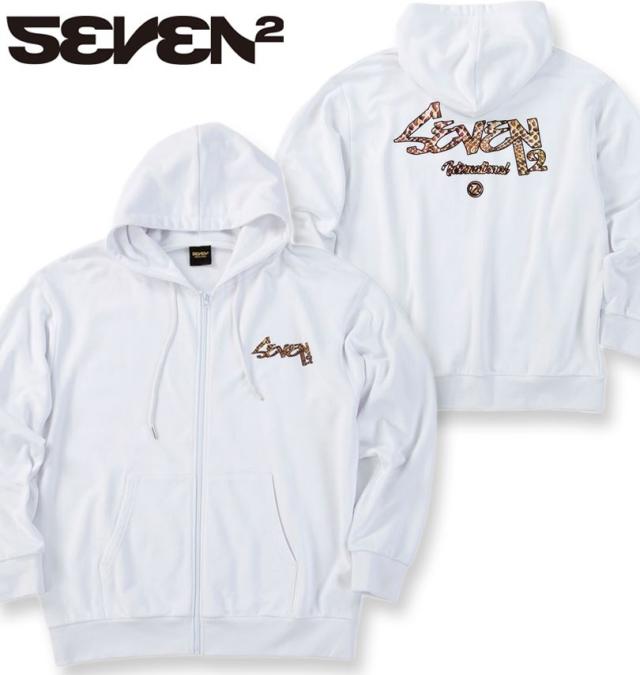 大きいサイズ SEVEN2 裏毛 フルジップ パーカー ホワイト 3L 4L 5L 6L 8L/1268-5303-1-81