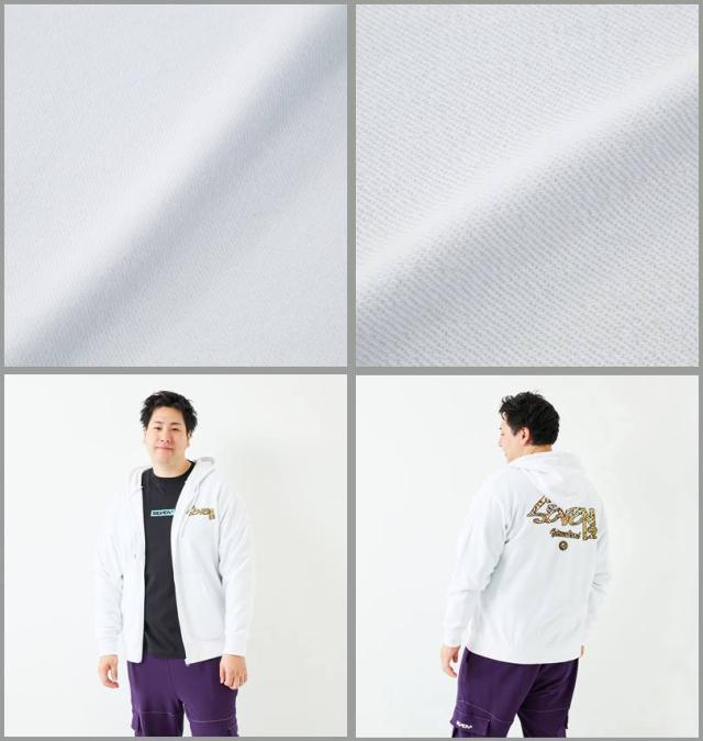 大きいサイズ SEVEN2 裏毛 フルジップ パーカー ホワイト 3L 4L 5L 6L 8L/1268-5303-1-81