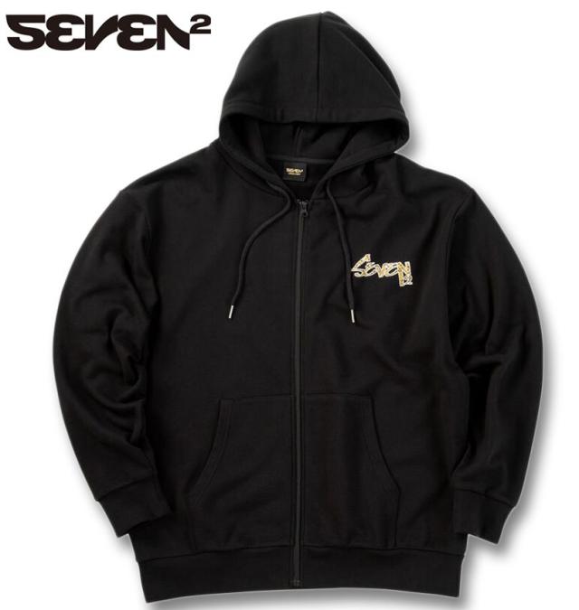 大きいサイズ SEVEN2 裏毛 フルジップ パーカー ブラック 3L 4L 5L 6L 8L/1268-5303-2-81