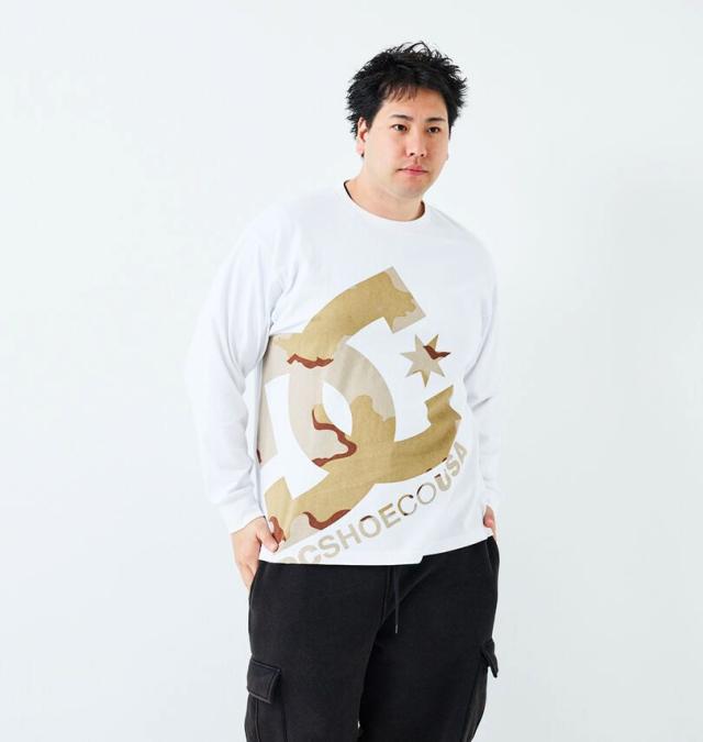 大きいサイズ DCSHOES 25 DESERT CAMO BIGSTAR 長袖 Tシャツ ホワイト 3L 4L 5L 6L/1278-5315-1-81