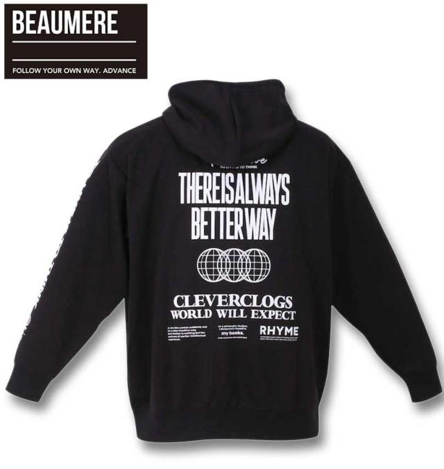 大きいサイズ BEAUMERE ダンボール4面プリント フルジップパーカー+半袖Tシャツ ブラック×ホワイト 3L 4L 5L 6L/1258-3360-2-85