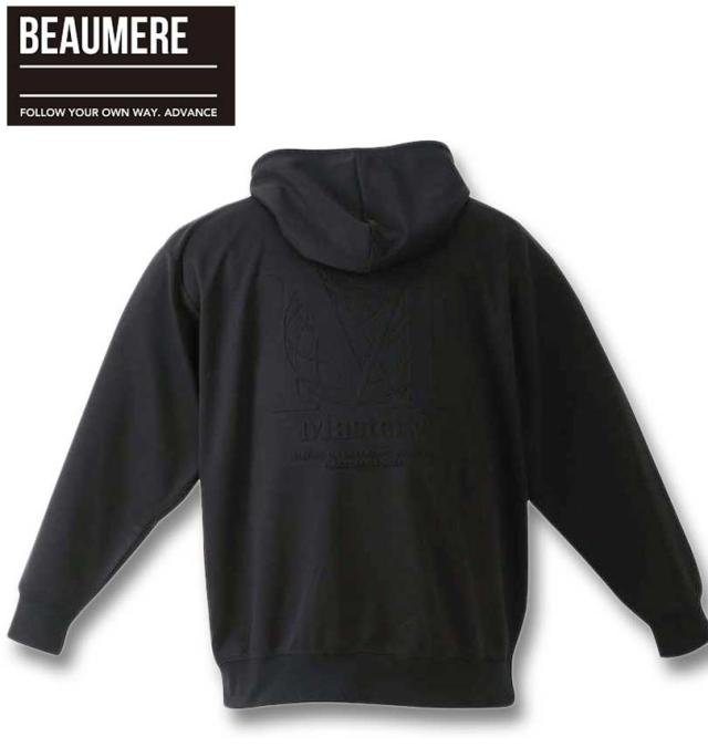 大きいサイズ BEAUMERE ダンボールバックエンボスプリント フルジップパーカー+半袖Tシャツ ブラック×ホワイト 3L 4L 5L 6L/1258-3361-2-85