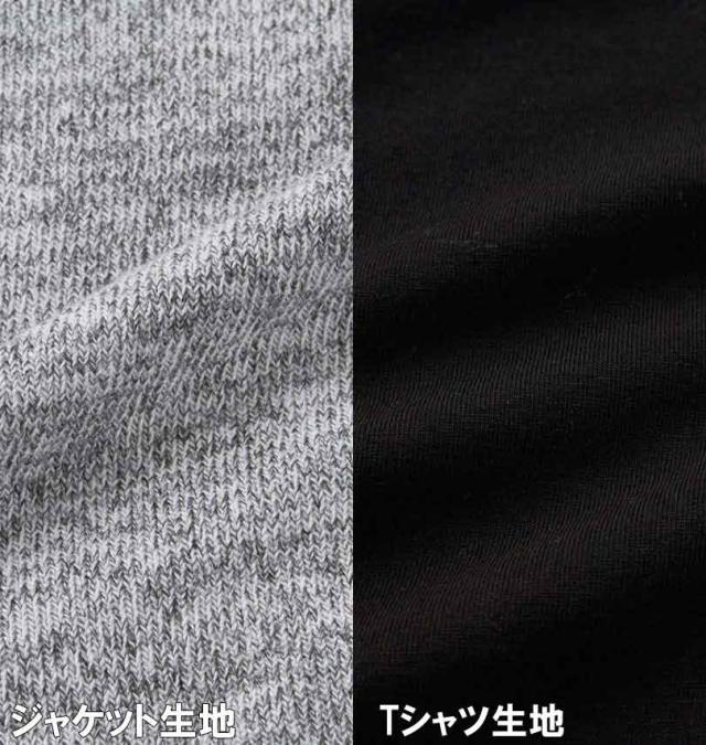 大きいサイズ launching pad ショールジャケット+半袖Tシャツ ライトグレー杢×ブラック 3L 4L 5L 6L/1258-3380-1-85