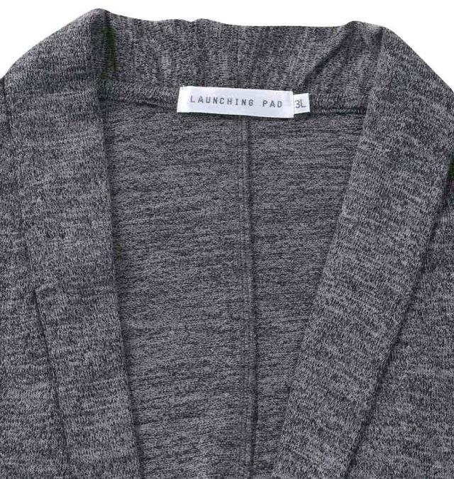 大きいサイズ launching pad ショールジャケット+半袖Tシャツ チャコール杢×ブラック 3L 4L 5L 6L/1258-3380-2-85