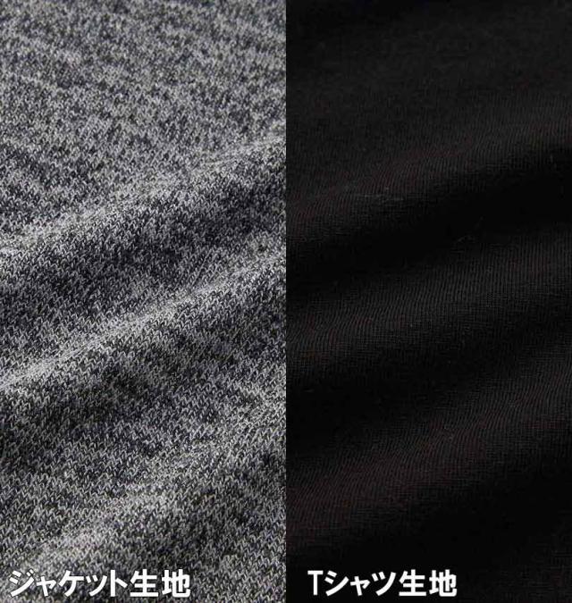 大きいサイズ launching pad ショールジャケット+半袖Tシャツ チャコール杢×ブラック 3L 4L 5L 6L/1258-3380-2-85