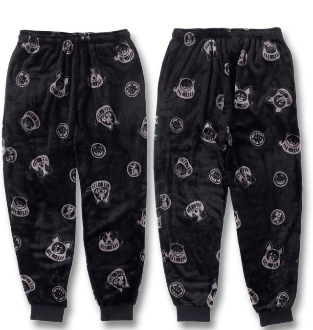 大きいサイズ 黒柴印和んこ堂 ボアフリース 上下セット ブラック 3L 4L 5L 6L 8L/1258-4352-2-85