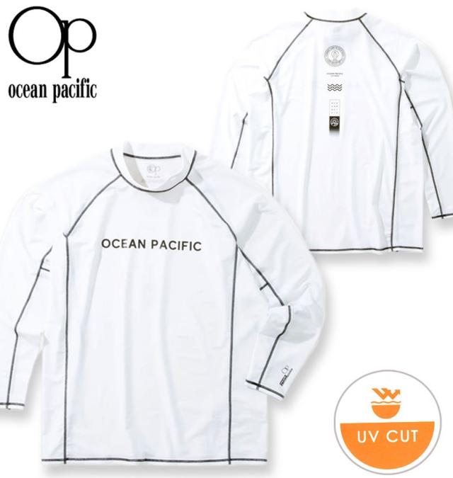 大きいサイズ OCEAN PACIFIC 長袖 ラッシュガード ホワイト 3L 4L 5L 6L 8L/1278-5280-1-85