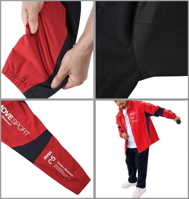 大きいサイズ MOVESPORT HEATNAVI ブラッシュド スタンド ジャケット レッド 3L 4L 5L 6L/1273-5315-3-188